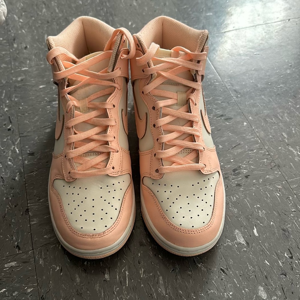 Women’s high pink and white dunks